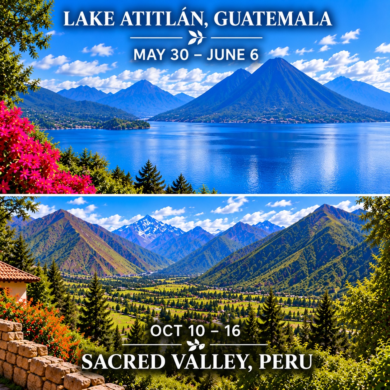 Worlds Yoga 2027 Retreats - Lake Atitlán, Guatemala and Sacred Valley, Peru