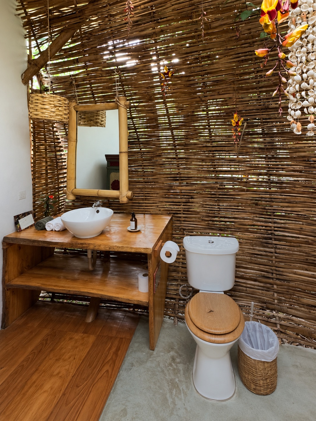Tropical garden shower at The Seed Habitat