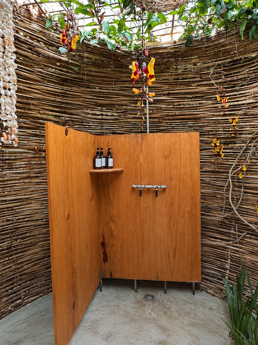 Tropical garden shower at The Seed Habitat