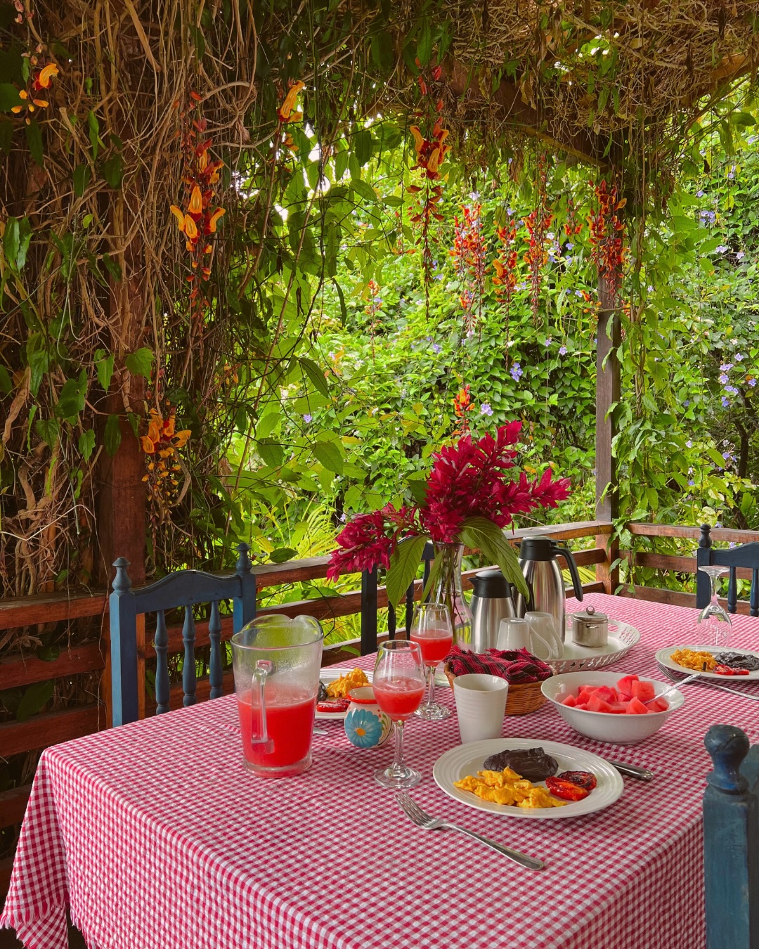 Beautifully set table with food at The Seed Habitat