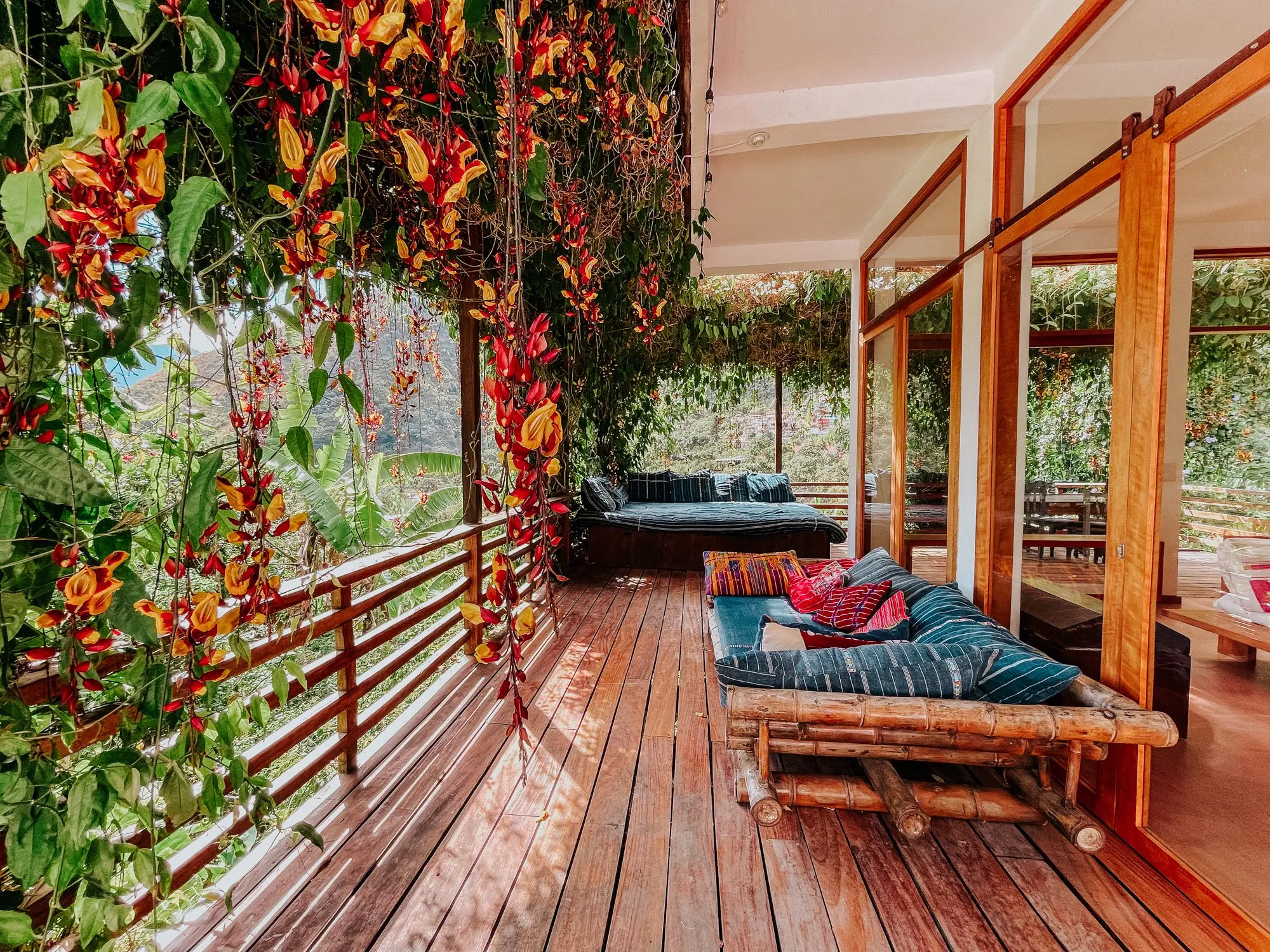 Flower-covered terrace at The Seed Habitat