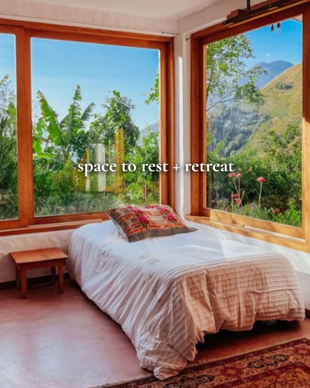 Single bed bedroom overlooking Lake Atitlán