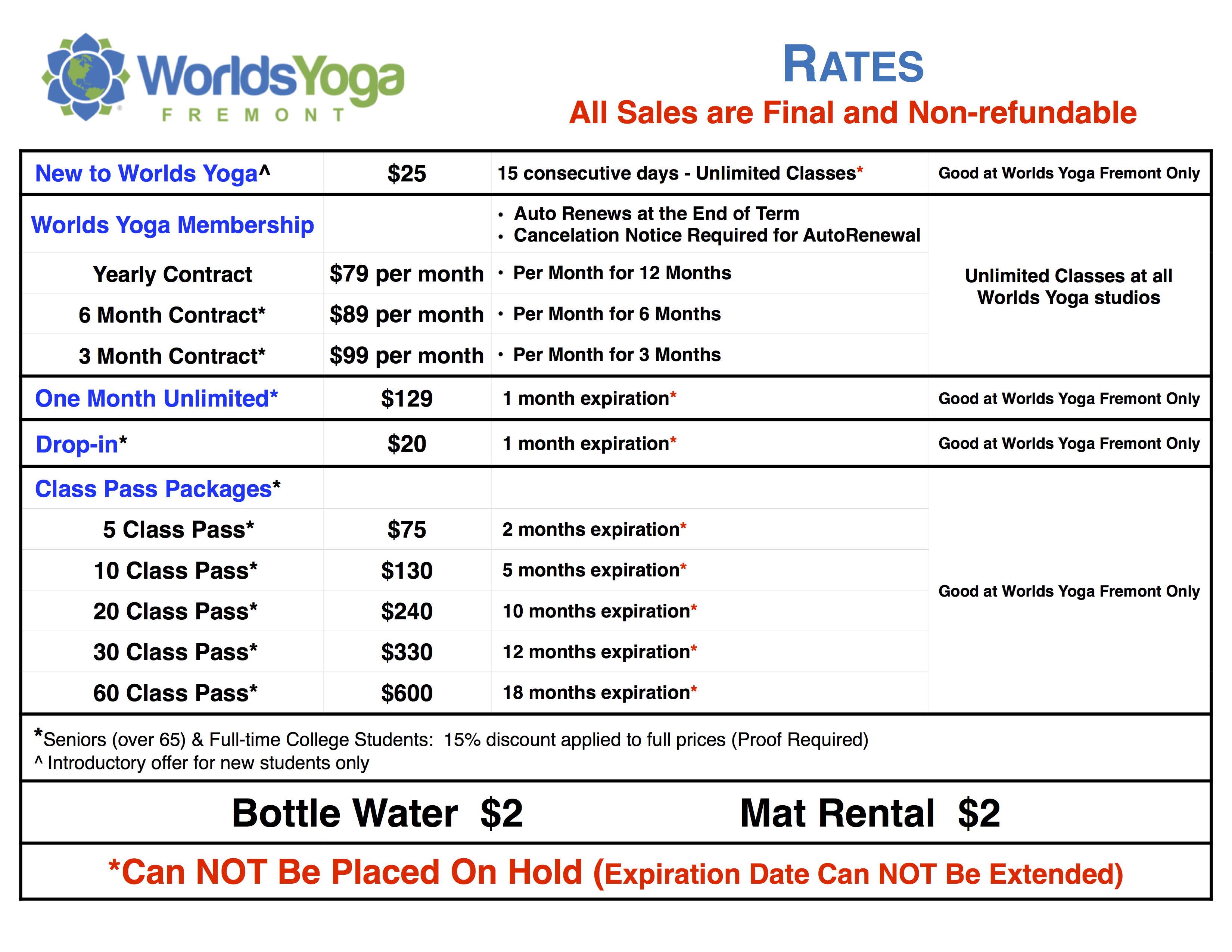 Worlds Yoga Fremont Membership Rates